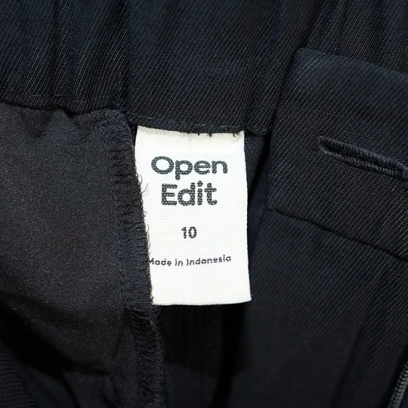 Open Edit Women Black Wide Leg Pleated High Rise Trousers Pants Size 10 - Picture 5 of 8